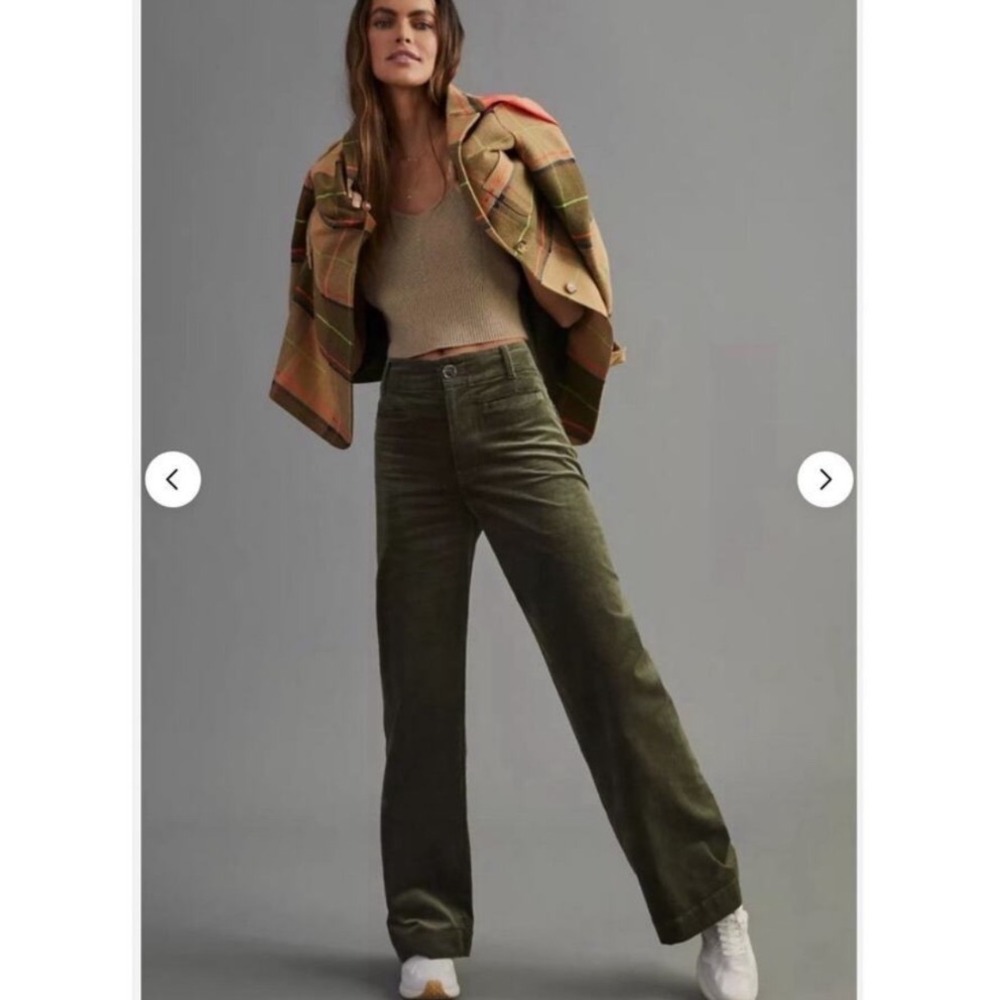 Anthropologie Maeve The Colette Pants Green Corduroy 25